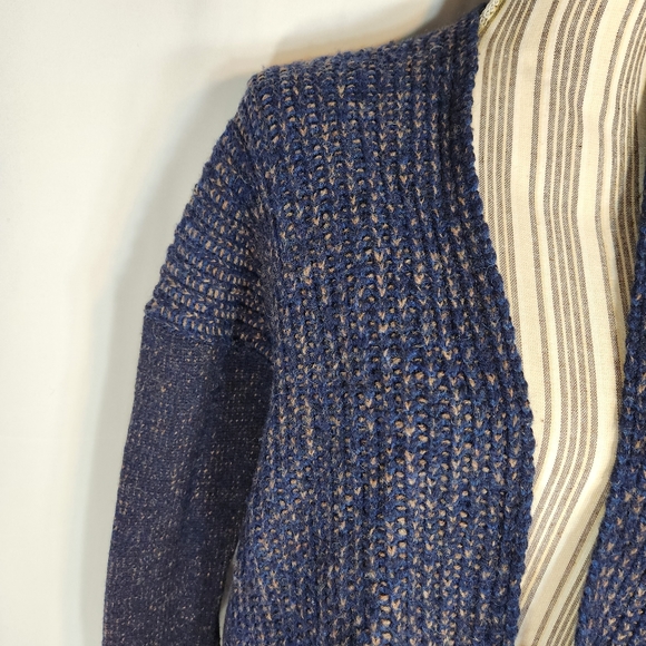 Gap Lamb's Wool Navy & Tan Open Front Cardigan Size XSmall - Picture 2 of 7